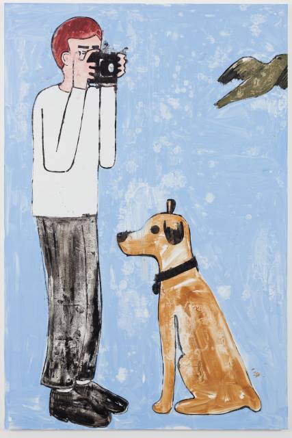 Man Photographing a Bird – Missed, 2014, oil on linen, 135cm × 195cm