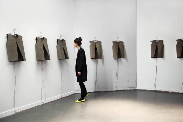Heart of the Matter, at the Phi Centre, Montreal: voices emerge from the felt jackets as viewers approach